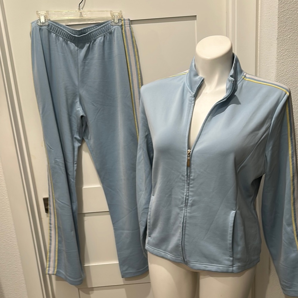 New York & Company Blue Jogger Track Pants & Matching Zipped Top